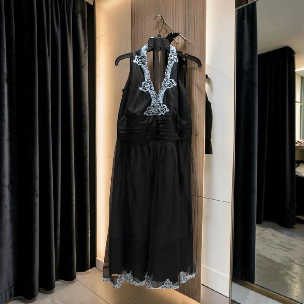Signature by Robbie Bee Plus Size 24W Black Halter Dress, Formal Cocktail Dress - Picture 2 of 7